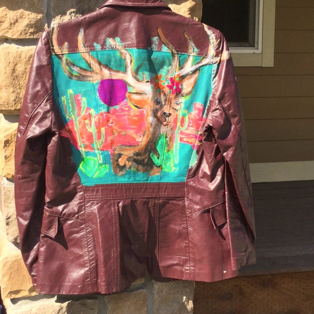 Artisan leather blazer jacket Coachella boho festival cowgirl rodeo rock concert - Picture 1 of 11
